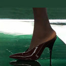 2025 Women's Summer New High Heel Sandals, Pointed Sexy Party Banquet, European and American Large Hollow Sandals