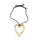 Ingemark Exaggerated Big Hollow Love Heart Pendant Choker Necklace for Women Gothic Knotted Bowknot Adjustable Chain Y2K Jewelry