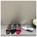 2025 Women's Summer New Fashion Square Toe Simple Solid Color Slippers Outdoor Peep Toe Casual Banquet Party Women Sandals Mujer