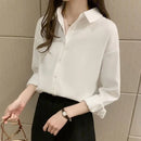 JOEVILU Red Chiffon Shirt Women French Elegant Long Sleeve Blouses Spring and Autumn Korean Fashion Tops Casual Sunscreen Jacket