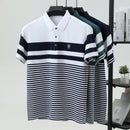 High quality fashion striped short sleeve polo shirt men's luxury brand embossed design summer new breathable T-shirt golf top