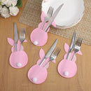 4Pcs Easter Bunny Felt Cutlery Holder Bag Happy Easter Decorations for Home Tableware Accessories Rabbit Cutlery Cover Bag Table