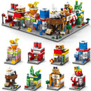 DIY Architecture Store Street View Food House Building Blocks Kit Girls Bricks Classic Movie Model Kids Toys For Children