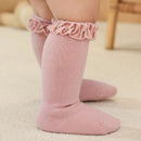 Baby Ruffle Socks Kids Infant Girls Knee High Sock Toddler Girl Solid Cotton Lace Flower Long Christmas Sock For 0-3 Years Gift