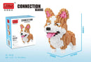 Linkgo 乐高积木 边境牧羊犬 哈士奇 斗牛犬 柯基 雪纳瑞 3D模型 动物狗 迷你积木人偶 儿童益智玩具 礼物