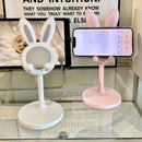 Adjustable Cartoon Bunny Ear Phone Stand Cute Rabbit Universal Tablet Holder Desktop Retractable Organizer For Home Office Decor