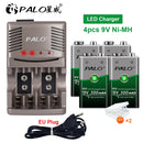 PALO 6F22 9V Ni-MH Rechargeable Battery 9 V 300mAh Batteries 9 voltage low self-discharged 9 volt battery with Smart Charger