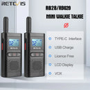 Retevis RB628 Walkie Talkie Rechargeable 1500mAh Portable Two-way Radios Large LCD Screen Emergency For Hunting Camping(2 Pcs)