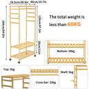 Bamboo Garment Coat Rack Clothes Hanging Rack Organizer with Wheels