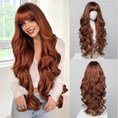 EASIHAIR Light Orange Synthetic Wigs Long Wavy Ombre Natural Hair Wigs with Bangs for Women Cosplay Lolita Wig Heat Resistant