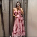 Fashion Women Floral Dress Sleeveless Spaghetti Strap Cinched Waist Slim Female Dress Chic Summer Vacation Clothes 2026 New