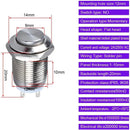 6pcs 12mm Momentary Push Button Switch 12V Waterproof Power Pushbutton Small Round Chrome Stainless Metal 2pin N/O