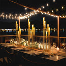 Gold Floor Candelabra 5 Arm Tall Candle Holder with Acrylic Lampshade for Wedding Table Birthday Party Decoration 10PCS