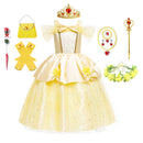 Girls Aurora Belle Rapunzel Sofia Princess Dress Halloween Easter Cosplay Costume Party Kids Dresses for Girls Children Clothing