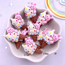12PCS Resin Colorful Cartoon Rabbit Cherry Cone Ice Cream Lollipop Popsicle Scrapbook Flatback 3D food Figurine DIY Decor Crafts