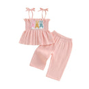 Adorable Baby Girl Spring Outfits Floral Print Ruffle Sleeve Top with Bowknot Shorts 2 Piece Set for Easter