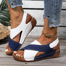 New Women's Contrast Color Wedge Sandals Summer Peep Toe Non Slip Beach Shoes Woman Comfortable Platform Roman Sandalias