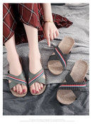 Mntrerm New style slippers Summer home men and women Summer linen lovers Home thick soled anti-skid indoor sandals Female summer