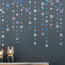 Gold 30th Happy Birthday Party Paper Banners Decorations Number 30 Year Old Circle Dots Twinkle Star Garlands Hanging Backdrops