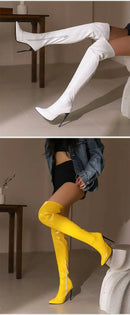 Autumn and Winter New Style Fashion High-heeled Women's Long Boots Sharp Toe Sexy Party Over The Knee Boots High 12cm Size 35-48