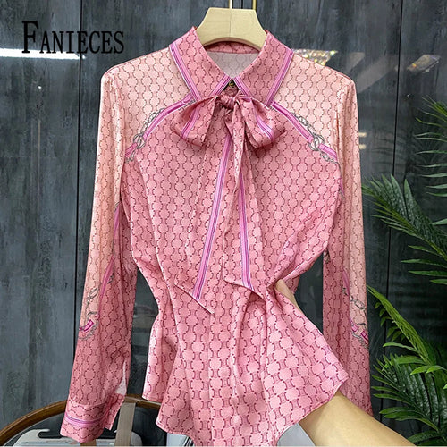 FANIECES Luxury Women's Shirt Elegant Office Ladies Business Shirt 2025 Spring Long Sleeve Lapel Designer Brand Shirts Blusas