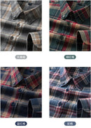 100% Cotton Men's Flannel Shirt Plaid Casual Long Sleece Multi-Color High Quality Autumn Winter Retro Dress Shirts Big Size 6XL