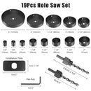 HYCHIKA 19-152mm Hole Saw Set with Storage Box Black for Electric Drill Drilling Wood Wood Metal Plastic Power Tools Accessories