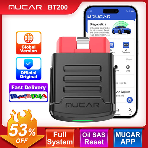 MUCAR BT200 / BT200 Pro OBD2 扫描仪汽车全系统诊断终身免费机油 SAS 复位免费 1 年汽车诊断工具