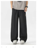 High Quality Summer Thin Men's Straight Tube Loose Ice Silk Wide Leg Casual Pants Breathable Jogging Fitness Baggy Casual Pants