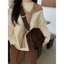New Autumn Winter Fleece Shoulder Bag Female Frosted Leather Crossbody Bag Retro Crossbody Bag Large Capacity Messenger Bag