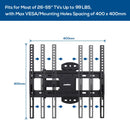 Long Arm TV Wall Mount Bracket Corner Full Motion Tilt Swivel for 26-55 Inch LCD LED 4K Flat TV Large Capacity 66 LBS