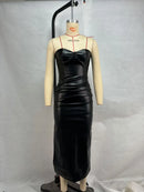 Luxury Leather Strapless Short Dress Women's Sexy Party Curvy Mini Dresses Evening Corset Red Brown Cocktail Autumn Fall 2026