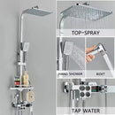 4-Function Button Digital Display Shower Faucet Set Chrome Rain Shower Column Constant Temperature Shower Wall Mounted