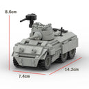 WW2 Military Truck Building Block Transport Vehicle M8 Light Armored Vehicle MOC Assembly Model Toys For Boys