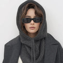 Winter Balaclava Hat Scarf for Women Warm Knitted Hooded Caps Outdoor Warm One-Piece Neck Collar Beanies Hats for Girls