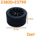 Car Truck Wheels Hub Bricks MOC Technical Tire Wheel Cross Hole Set Motorcycle Tyre & Rim Construction Building Blocks