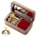The Anastasia | Handcrafted Walnut Wooden Music Box Ring Holder