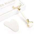White Crystal Jade Roller Set Anti Wrinkles Face Lift Gua Sha Massager Facial Massage Tool Natural Stone Roller Kit Beauty Care