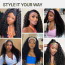 Jerry Curly Half Wig Human Hair Brazilian Deep Wave Curly Half Wig Human Hair 3 IN 1 Seamless Clip Ins Flip Over Drawstring Half Wig 200% Density Full Machine Made for Women Ready to Wear On Clearance Sale Pre Plucked Wig Par