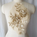 Sequin Embroidered Flower Applique Lace Fabric Trim Mesh Collar Wedding Bridal Gown Sewing Patch Party Dress Decor DIY Crafts