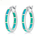 CiNily White Fire Opal Hoop Earrings With Stone Silver Plated Small Round Circle Chic Summer Punk Jewelry Best Gifts for Woman