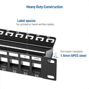 ZoeRax 24-Port RJ45 Shielded Blank Patch Panel 1U 19" Network Patch Panel with Cable Management and Support Bar