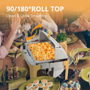 Rovsun 3件套卷顶保温餐炉自助餐具套装金色点缀，NSF 9夸脱长方形不锈钢保温锅，自助餐服务台和