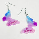 New Valentine's Day Earrings Love Letter Shiny Pink Butterfly Love Tape Simple Acrylic Earrings Valentine's Day Decorative Gift