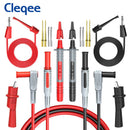 Cleqee P1308B 18件套测试线套件 4毫米香蕉插头转测试钩电缆 可替换万用表表笔测试线探头 鳄鱼夹