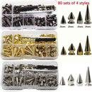 180/80 Sets Punk Rivet Screw Back Studs and Spikes Kit with Tools Leather Craft Bullet Cone DIY for Leather collar Bracelet