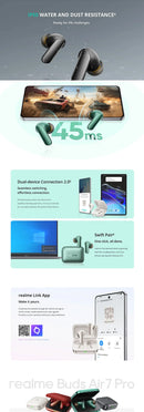 Realme Buds Air 7 Pro with Ai, Bluetooth Headphones 53 Db, 48 Hours of Autonomy, Hi-Res and Lhdc 5.0, Compatible with Realme 16 Pro and Realme Gt 8 Pro