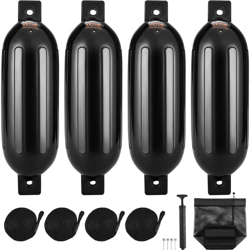 SucceBuy Inflatable Ribbed Fender with Center Holes Marine Boat Dock Fender Bumper with Air Pump 4 Needles 4 Ropes & Storage Bag