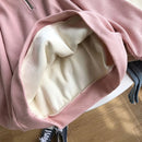 Rimocy Warm Thicken Zipper Stand Collar Hoodie Women Casual Long Sleeve Pullover Tops Woman Solid Color Loose Plush Sweatshirt