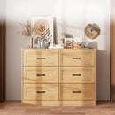 Vabches 6 Drawer Dresser for Bedroom Wood Chest of Drawers with Power Strip Tall Dresser Organizer with Metal Handle for Hallway
